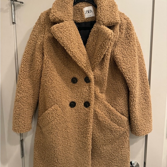 Camel Zara Teddy Coat - Picture 2 of 4